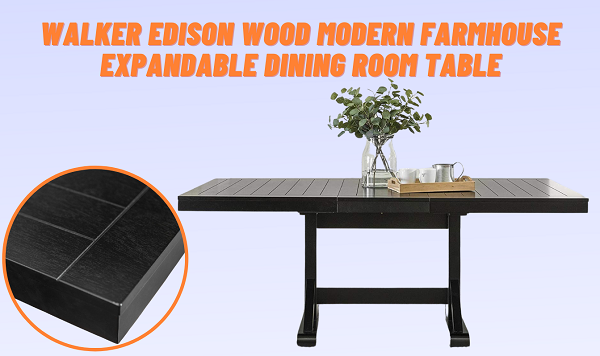 Walker Edison Wood Modern Expandable Farmhouse Dining Room Table